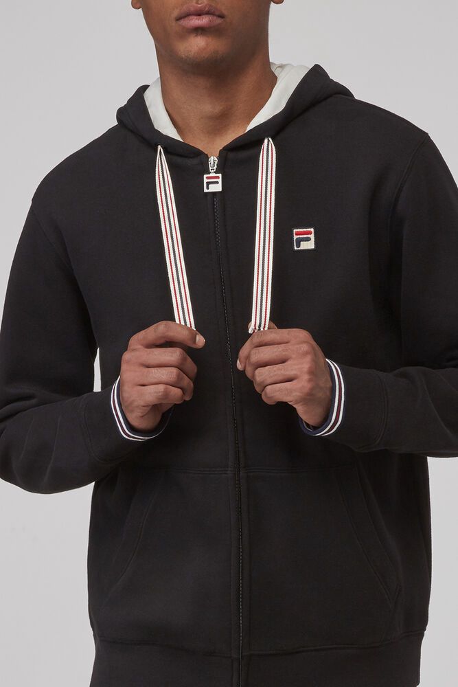 Fila Hoodie Mens Black Tenconi Hooded Sweatshirt - Ireland 30752-GZTU